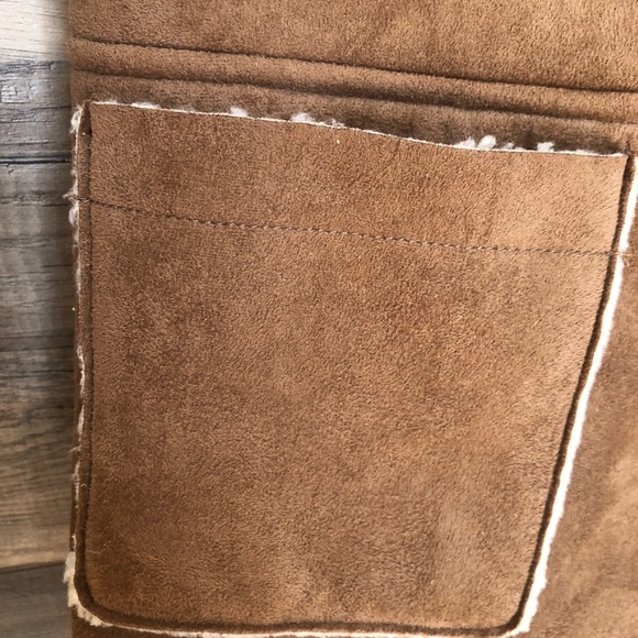 Tommy Hilfiger Boho Brown Faux Suede Vest with Faux Shearling Collar Medium - Picture 3 of 10